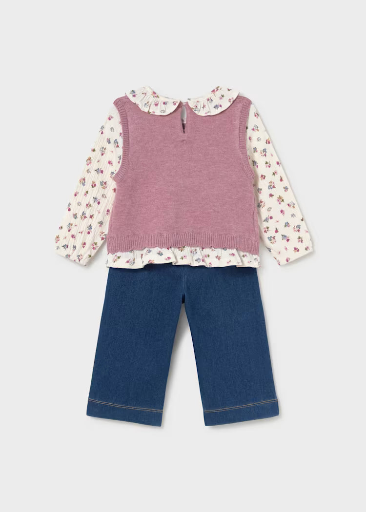 Mayoral - Girl's Violet Attached Vest & Pants Set
