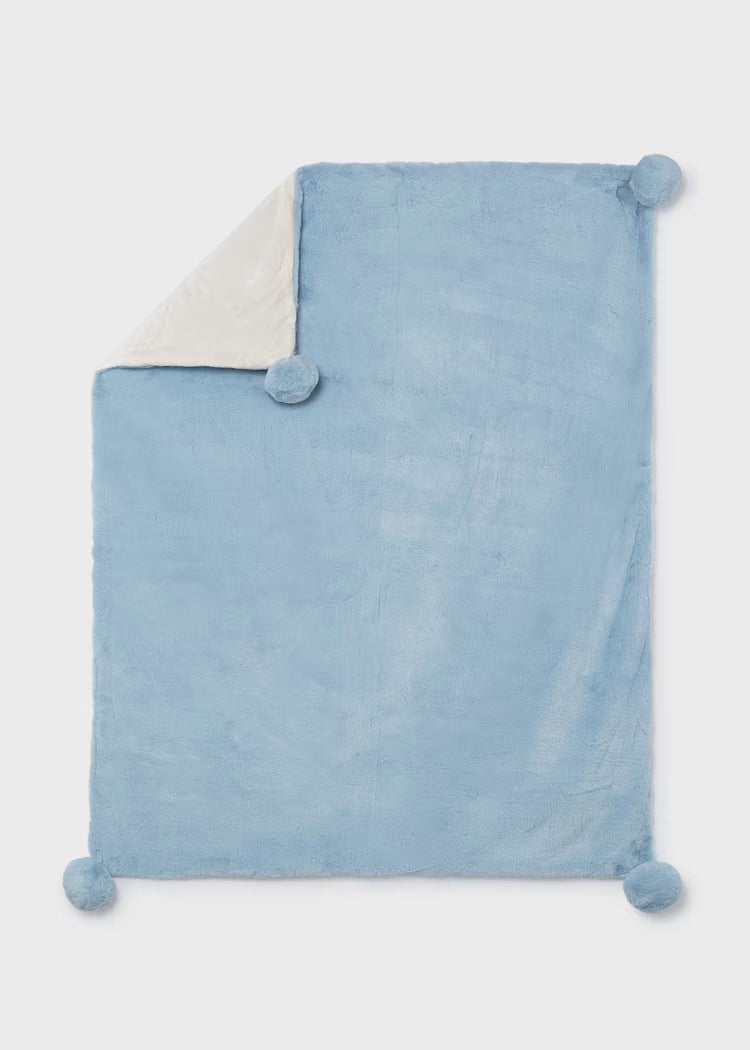 Mayoral - Sky Blue Fuzzy Pom Pom Blanket