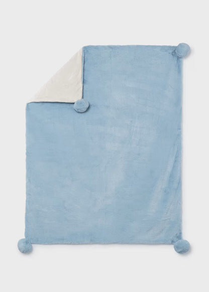 Mayoral - Sky Blue Fuzzy Pom Pom Blanket
