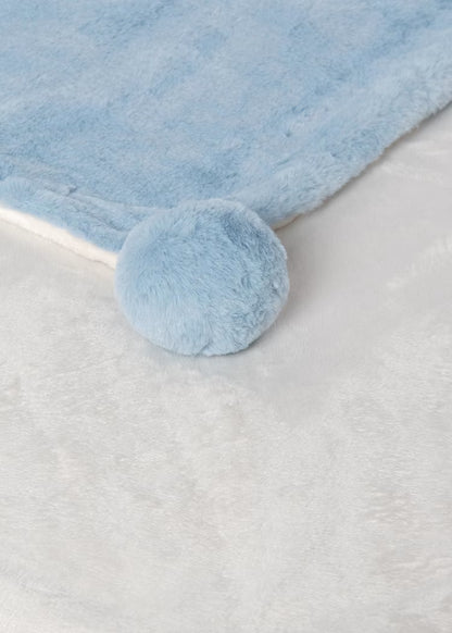 Mayoral - Sky Blue Fuzzy Pom Pom Blanket