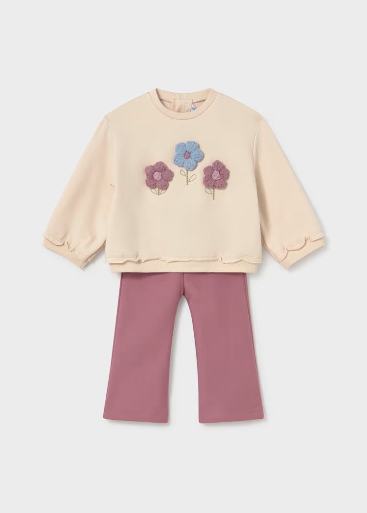 Mayoral - Girl's Violet Flower Sweater & Pants