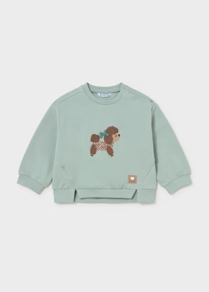 Mayoral - Girl's Sage Green Poodle Sweatshirt