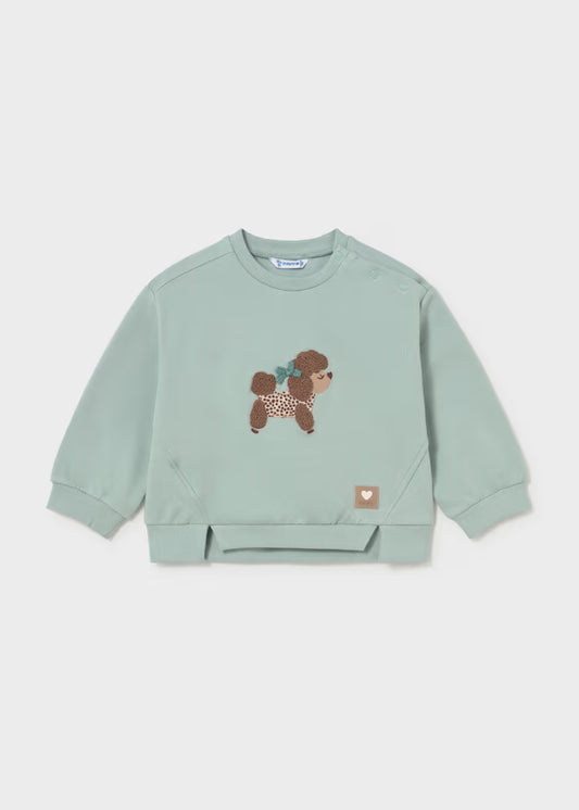 Mayoral - Girl's Sage Green Poodle Sweatshirt
