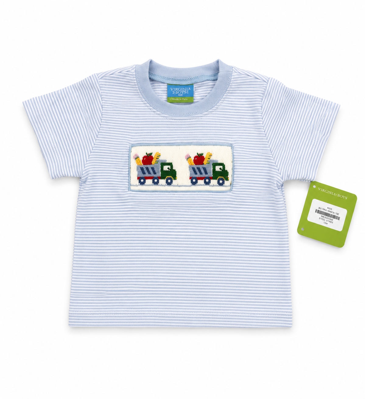 Anavini - Light Blue Stripe School Truck T-Shirt