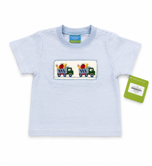 Anavini - Light Blue Stripe School Truck T-Shirt