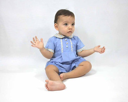 Charming Little One - Blue With Fall Gingham Print Bubble