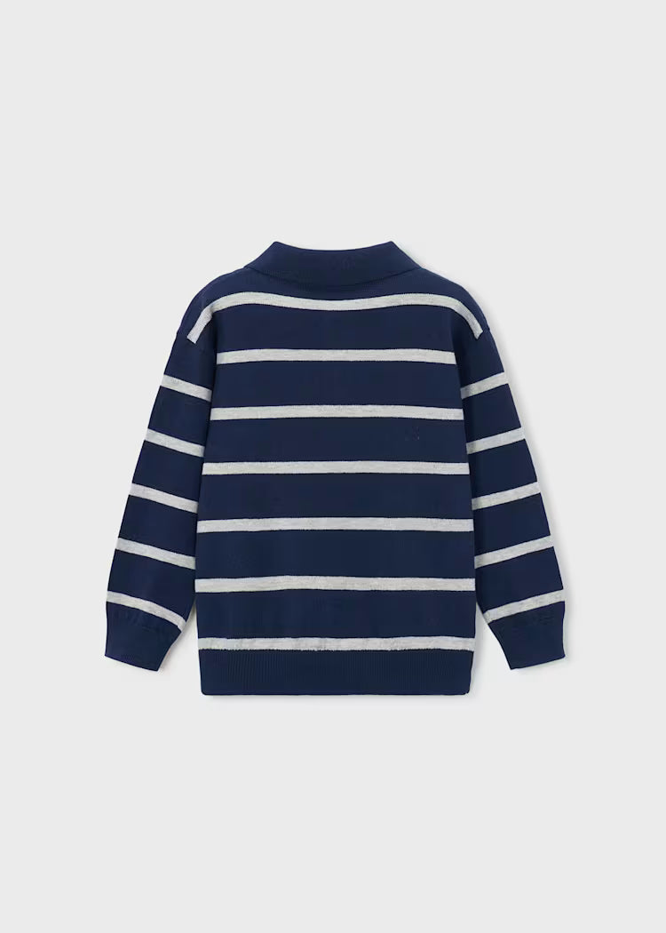 Mayoral - Blue With White Stripes Boy's L/S Polo