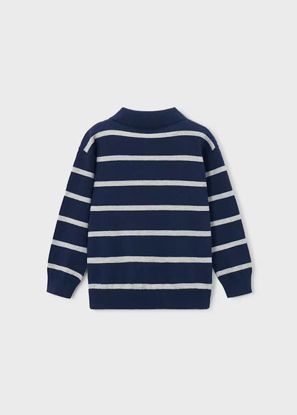 Mayoral - Blue With White Stripes Boy's L/S Polo