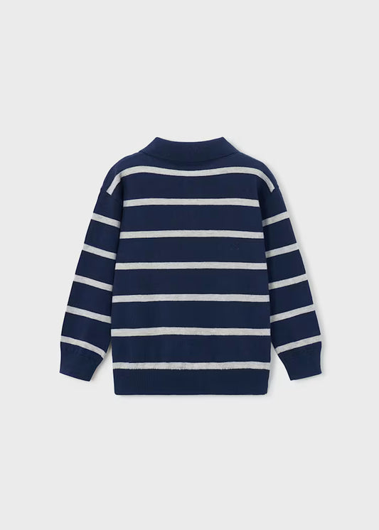 Mayoral - Blue With White Stripes Boy's L/S Polo