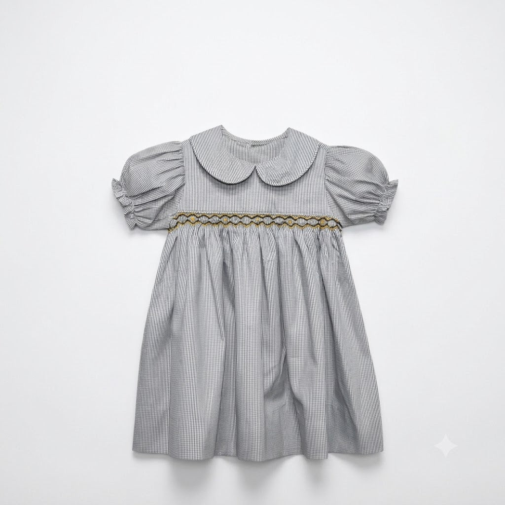 Southern Saturday - Black & Gold Smocked Dress