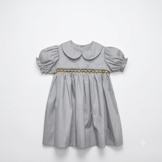Southern Saturday - Black & Gold Smocked Dress