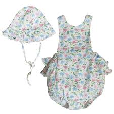 Marco & Lizzy - Floral Palm Beach Sunsuit w/ Hat