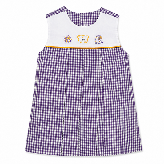 Southern Saturday - Purple Gingham Tiger Girl's Dress