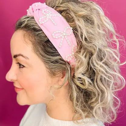 Golden Lily - Pearl Bow Headband
