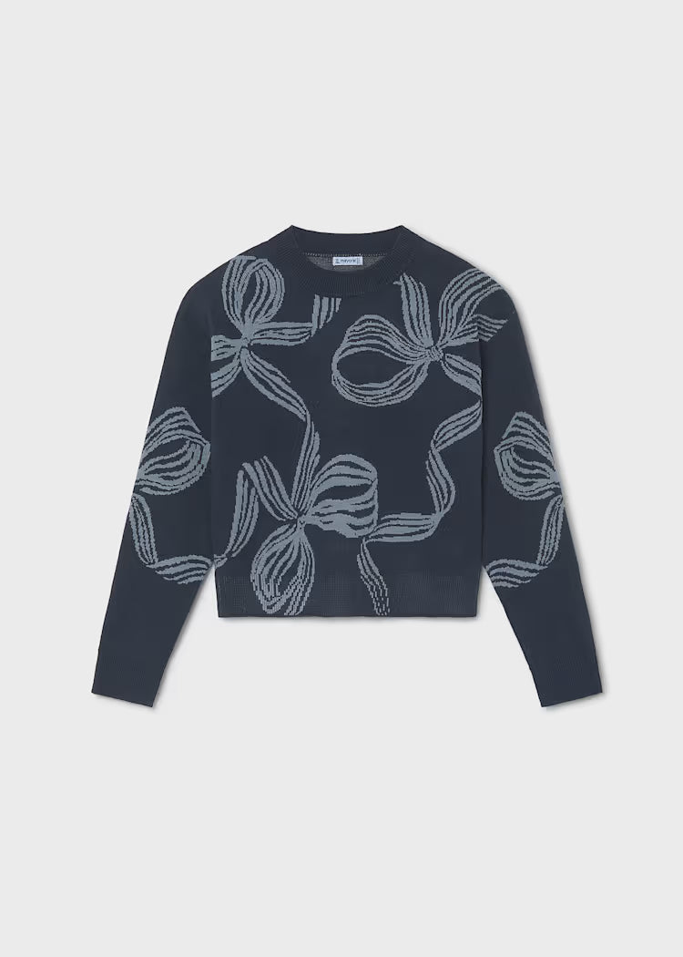 Mayoral - Girl's Ink Bow Design Sweater