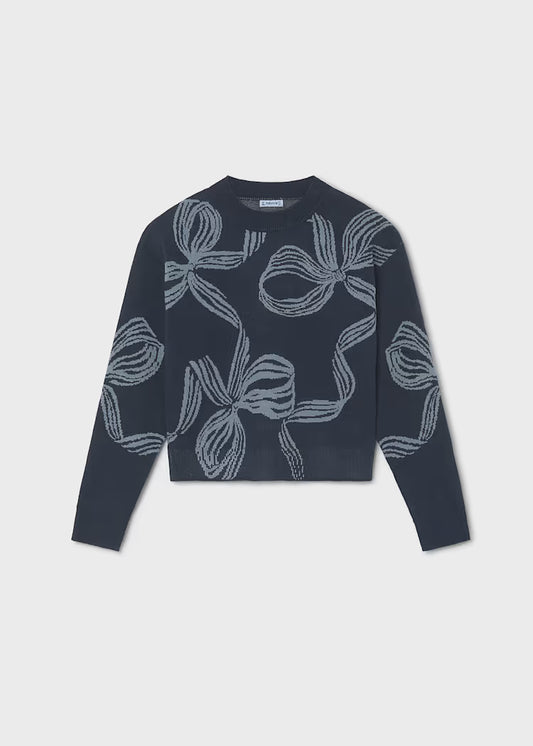 Mayoral - Girl's Ink Bow Design Sweater