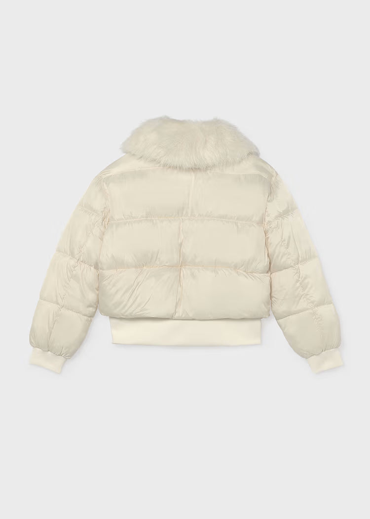 Mayoral - Girl's Cream Puffer Fuzzy Jacket