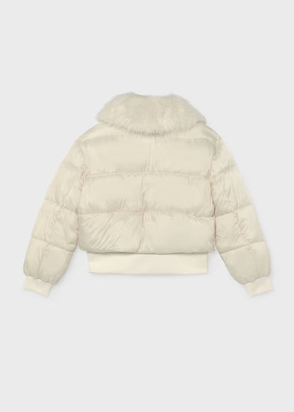 Mayoral - Girl's Cream Puffer Fuzzy Jacket
