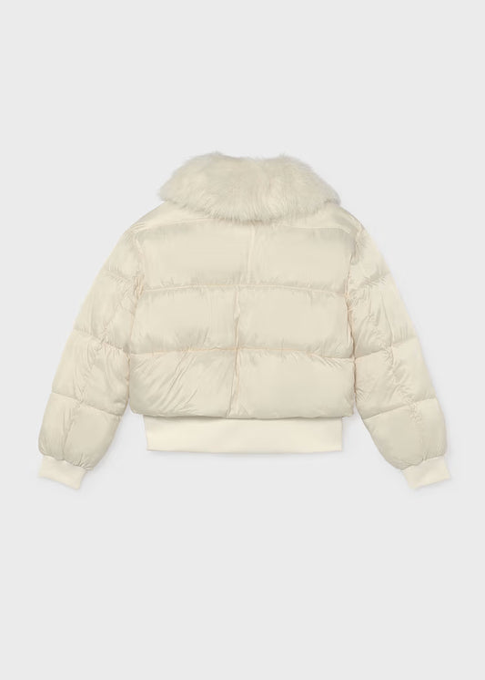 Mayoral - Girl's Cream Puffer Fuzzy Jacket