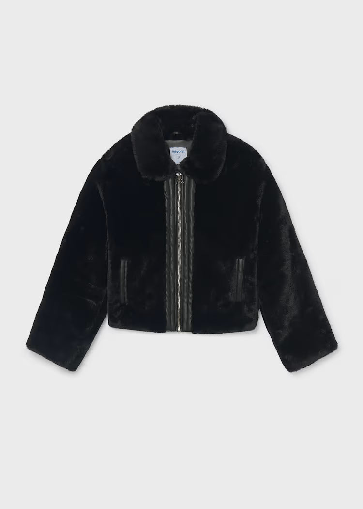 Mayoral - Black Girl's Fur Coat
