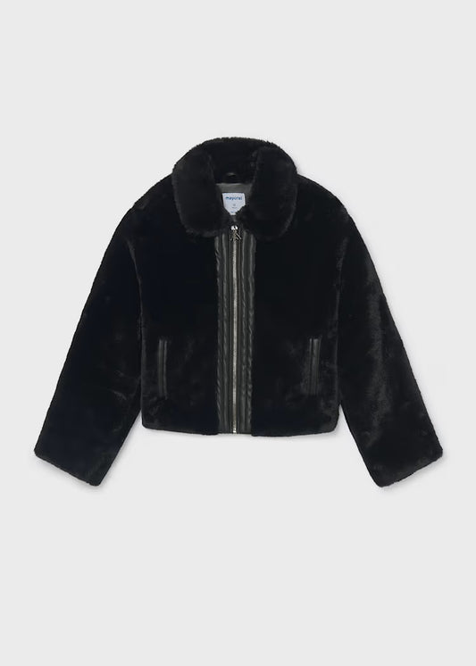 Mayoral - Girl's Black Fur Coat