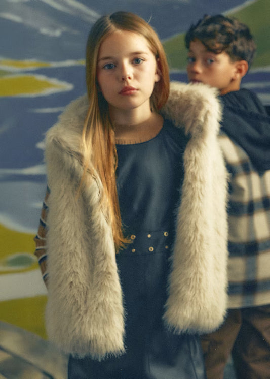 Mayoral - Girl's Beige Fur Vest