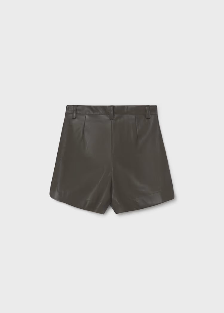 Mayoral - Girl's Dark Brown Faux Leather Shorts