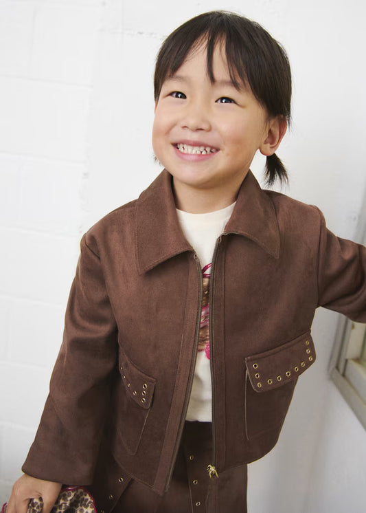 Mayoral - Chestnut Girl Faux Suede Jacket