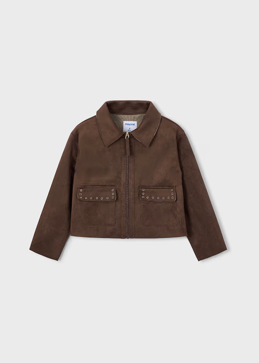 Mayoral - Chestnut Girl Faux Suede Jacket
