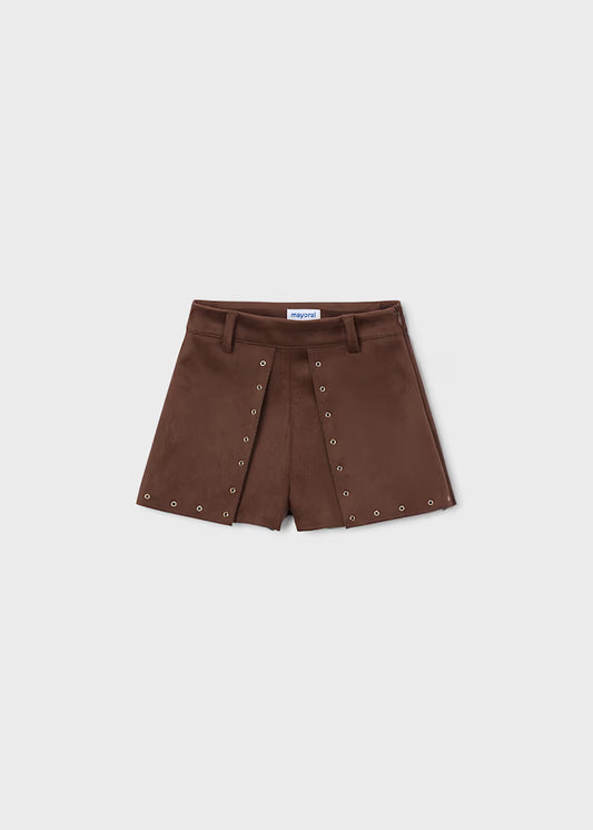 Mayoral - Chestnut Girl Faux Suede Shorts