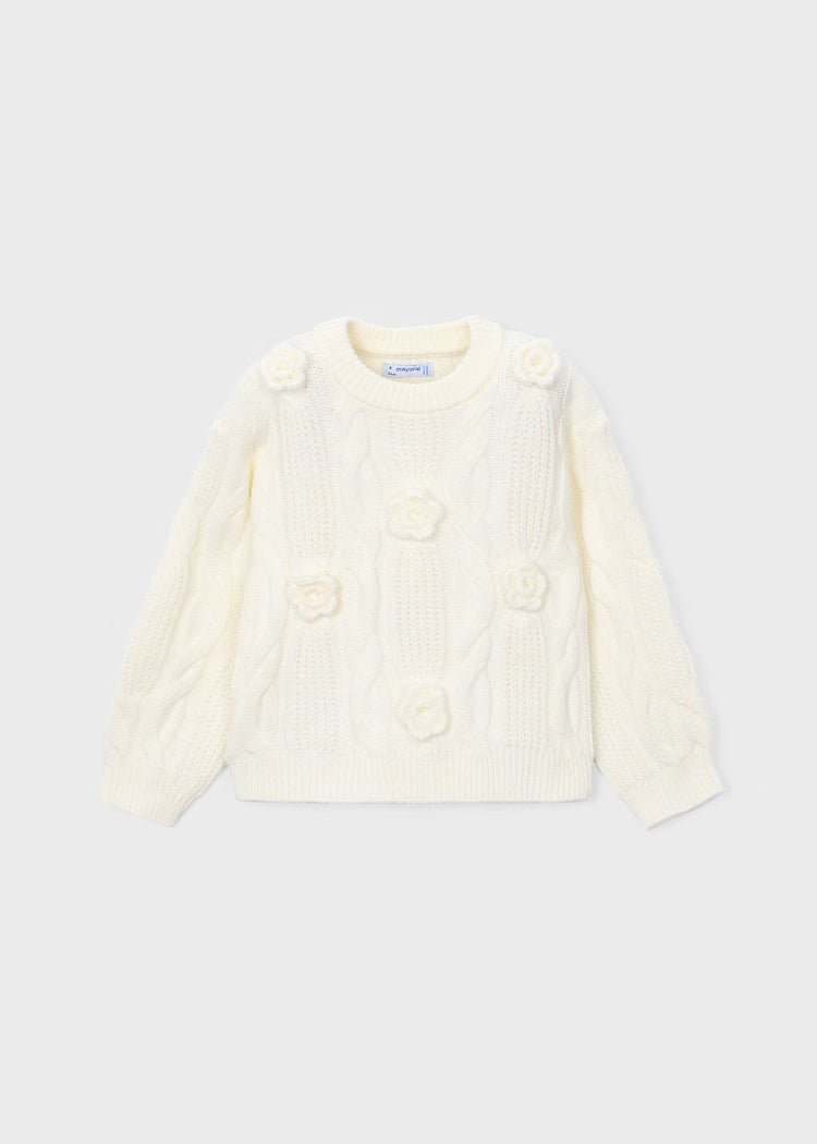 Mayoral - Girl's Cream 3D Flower Sweater