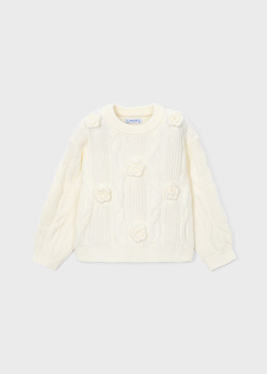 Mayoral - Girl's Cream 3D Flower Sweater