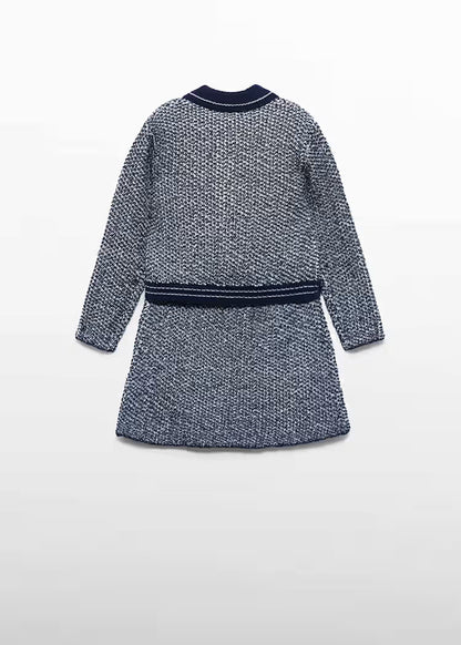 Abel & Lula - Navy & White Knit Sweater & Skirt Set