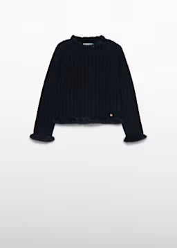 Abel & Lula - Girl Black Knit Sweater with Cable Design