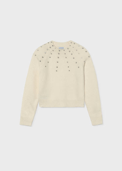 Mayoral - Girl's Cream Rhinestone Sweater