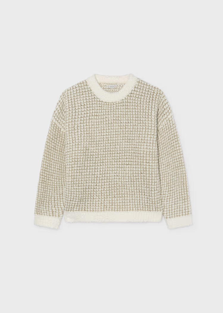 Mayoral - Girl's Cream Shimmer Knit Sweater