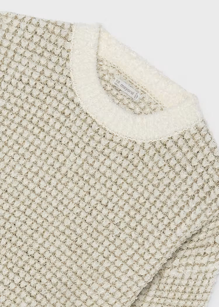 Mayoral - Girl's Cream Shimmer Knit Sweater