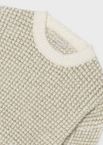 Mayoral - Girl's Cream Shimmer Knit Sweater