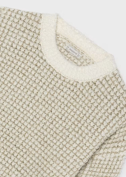 Mayoral - Girl's Cream Shimmer Knit Sweater