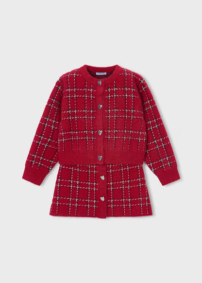 Mayoral - Girl's Red Knit Cardigan & Skirt Set