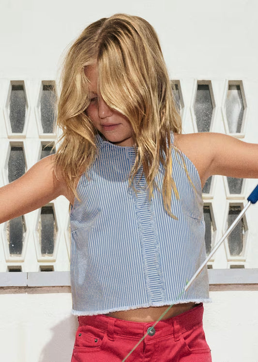 Mayoral - Girl's Striped Denim Top
