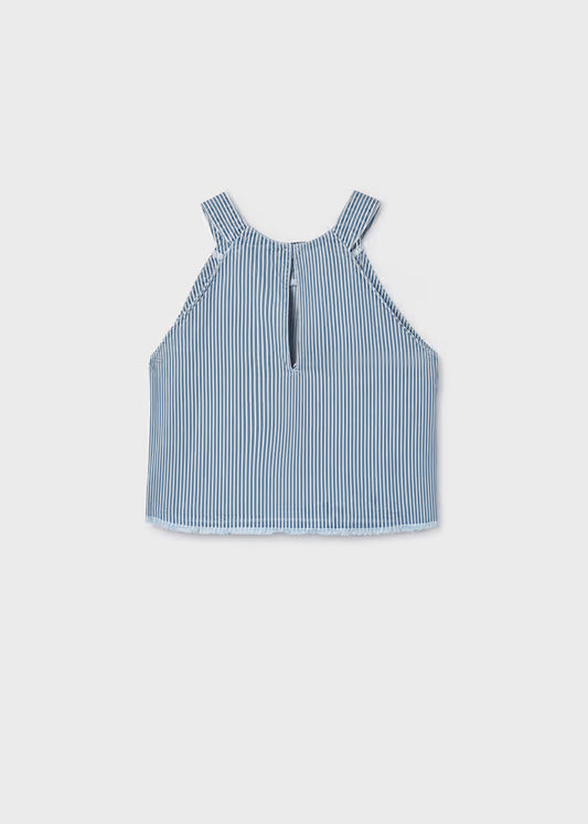 Mayoral - Girl's Striped Denim Top