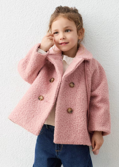 Mayoral - Girl's Pastel Pink Bocule Coat With Purse