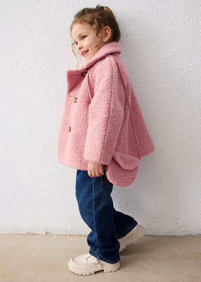 Mayoral - Girl's Pastel Pink Bocule Coat With Purse
