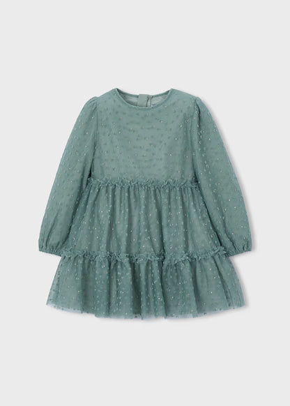 Mayoral - Green Long Sleeve Girl's Tulle Dress