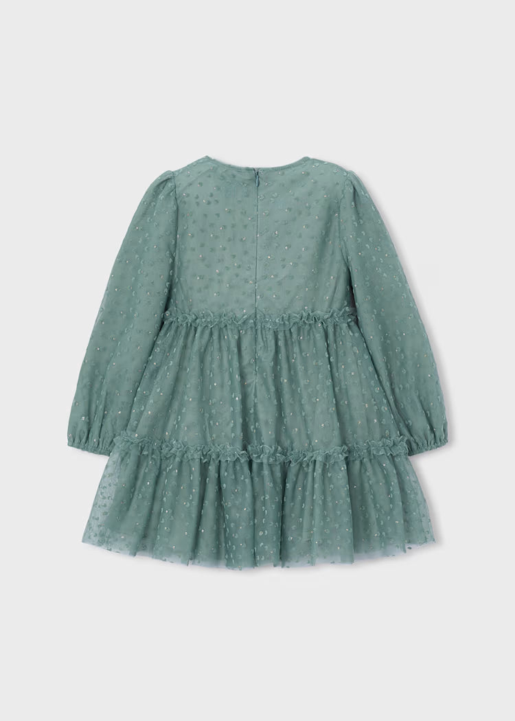 Mayoral - Green Long Sleeve Girl's Tulle Dress