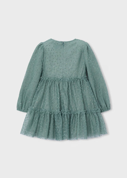 Mayoral - Green Long Sleeve Girl's Tulle Dress
