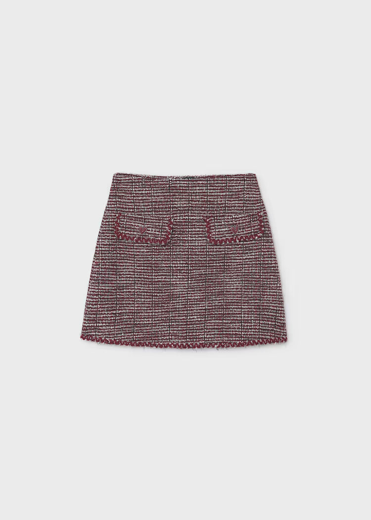 Mayoral - Girl's Maroon Tweed Knit Skort