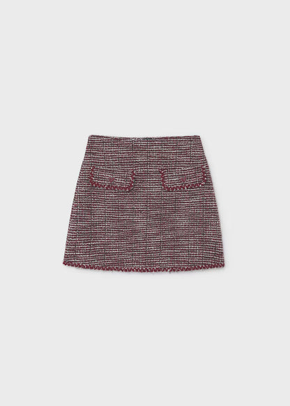 Mayoral - Girl's Maroon Tweed Knit Skort