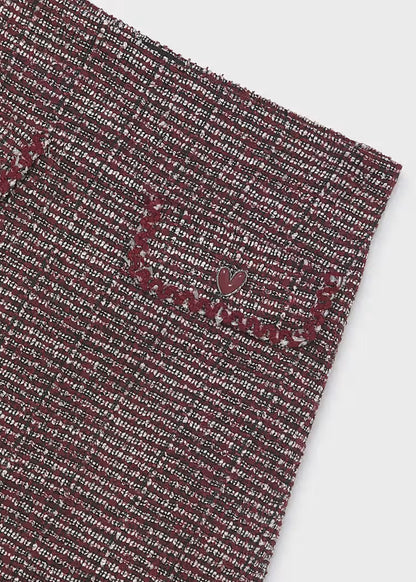 Mayoral - Girl's Maroon Tweed Knit Skort